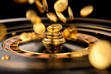 A man celebrating a winning moment on his laptop while gaming symbols float around him, capturing the excitement of ALWAFA games.